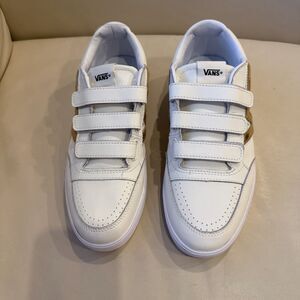 Vans Lowland CC ComfyCush Hook & Loop Straps Womens Size 10 White Gold Leather